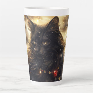 Black Norwegian Forest Cat Digital Art Latte Mug