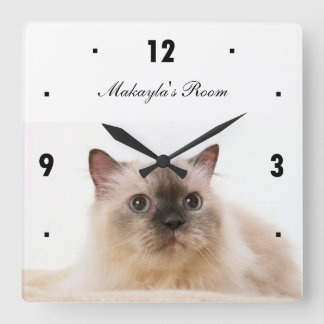 Black nose Cat Square Wall Clock
