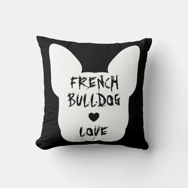 Black nose love Face Abstract French Bulldog Throw Pillow (Front)