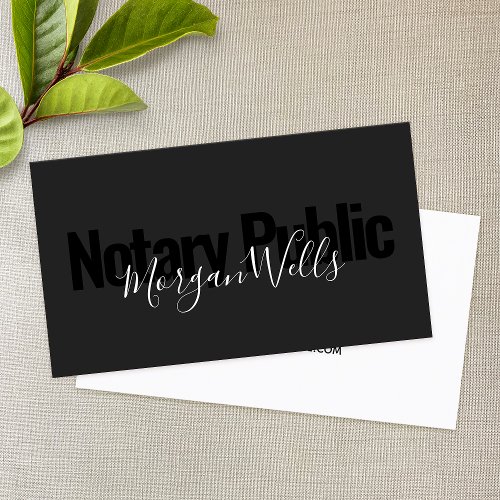 Black Notary Public Signing Agent  Business Card