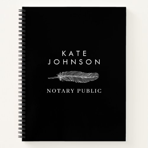 Black Notary Signing Agent Feather Quill Logo Notebook