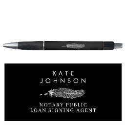 Black Notary Signing Agent Feather Quill Logo Pen