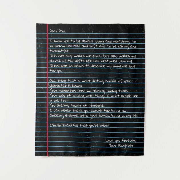 Black Notepaper Dad Letter Gift for Father Tapestry