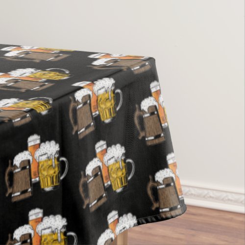 Black  Novelty Three Cheers  Beers Tablecloth