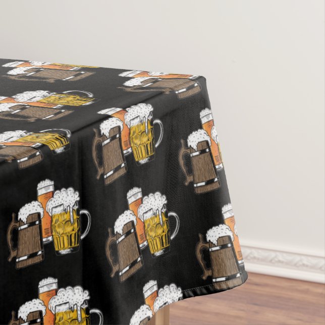 Black | Novelty Three Cheers | Beers Tablecloth (In Situ)