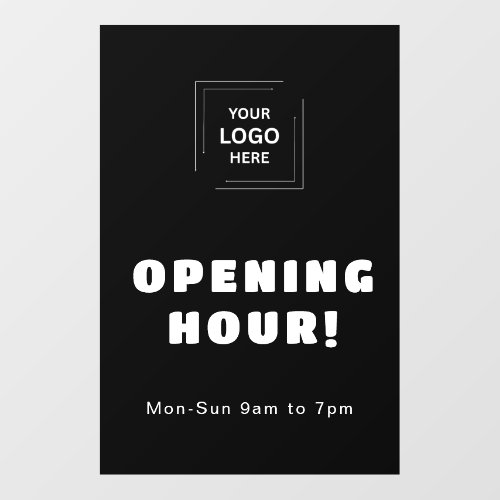 Black Now Open Business Opening Times Wall Decal