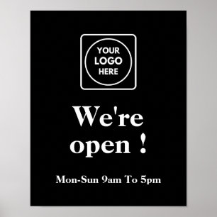 Black Now Open Poster Custom Business Opening