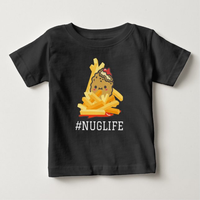 Black #Nuglife Chicken Nugget and Fries Baby T-Shirt (Front)