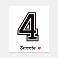 Numbers 0-9 black college sports font sticker, Zazzle