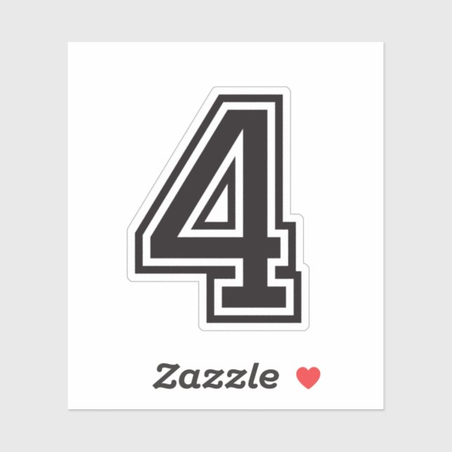 Black number 4 sporty college font sticker (Sheet)