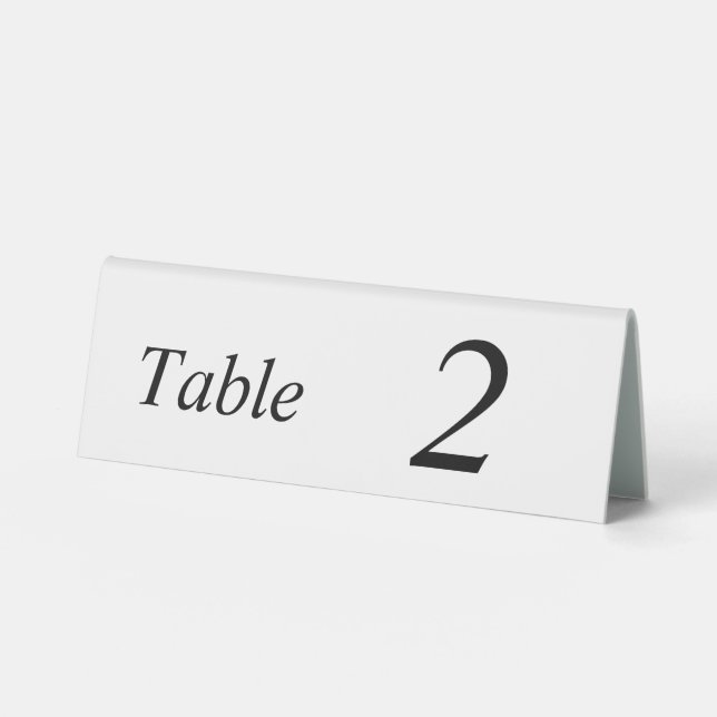 Black number twelve 6x2 Table Tent Sign (Front)