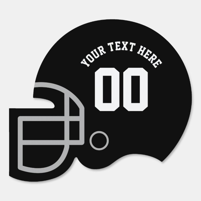 Black Numbered Football Helmet-Shaped Yard Sign (Front)