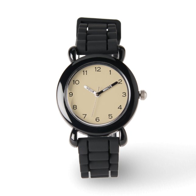 Black Numbers on Beige wacnt Watch (Front)