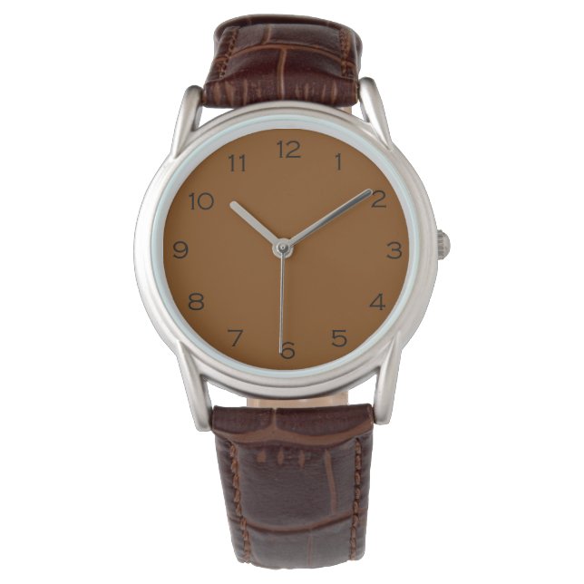 Black Numbers on Brown wam Watch (Front)
