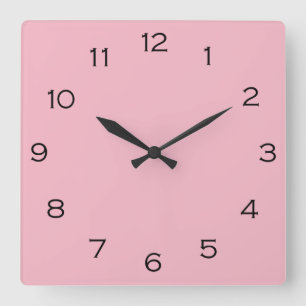 Black Numbers On Pink wccn Square Wall Clock