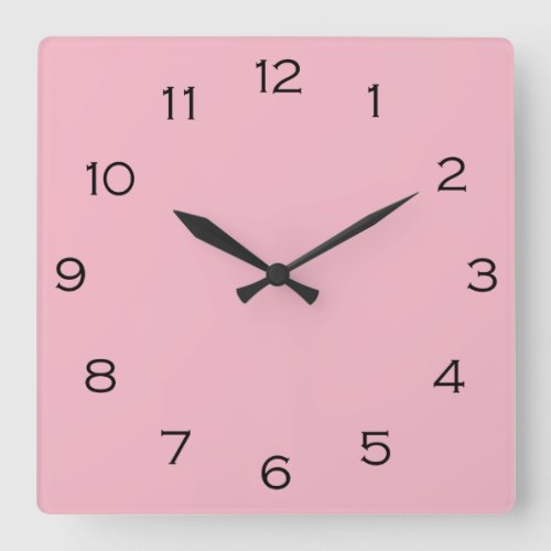 Black Numbers On Pink wccnt Square Wall Clock