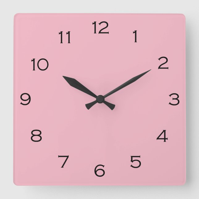 Black Numbers On Pink wccnt Square Wall Clock (Front)