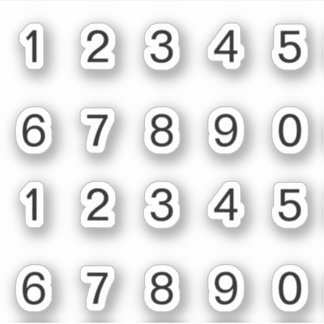 Black numbers sticker