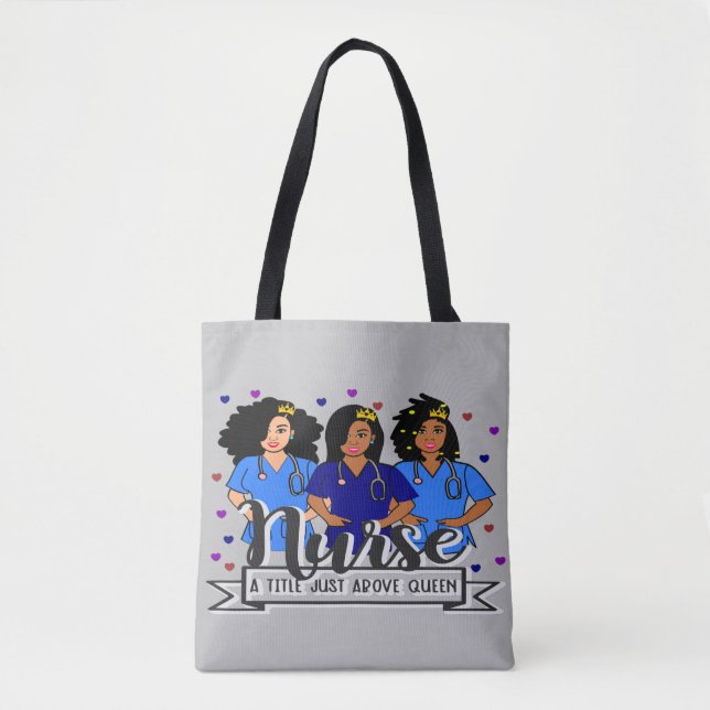 Black Nurse Afro Care giver  Tote Bag (Front)