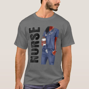 Black Nurse Afro Love Melanin African American Wom T-Shirt