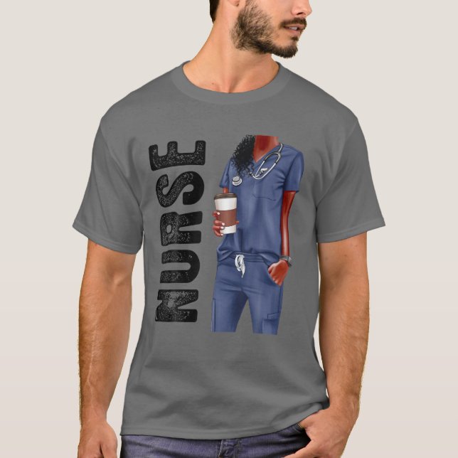Black Nurse Afro Love Melanin African American Wom T-Shirt (Front)