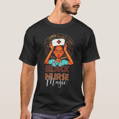 Black Nurse Afro Magic Melanin Black History Junen T_Shirt