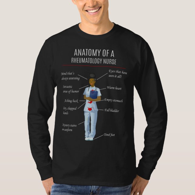 Black Nurse ANATOMY OF A RHEUMATOLOGY NURSE T-Shirt (Front)