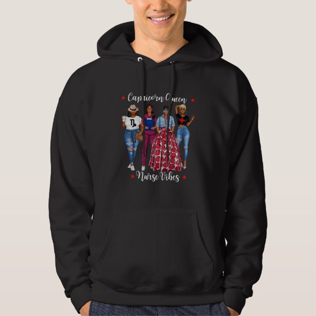 Black Nurse Capricorn Queen Nurse Style January Nu Hoodie (Front)