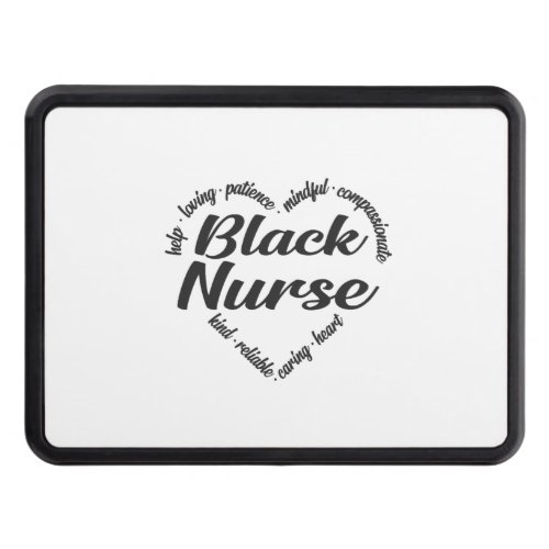 Black Nurse Heart Word Cloud Hitch Cover