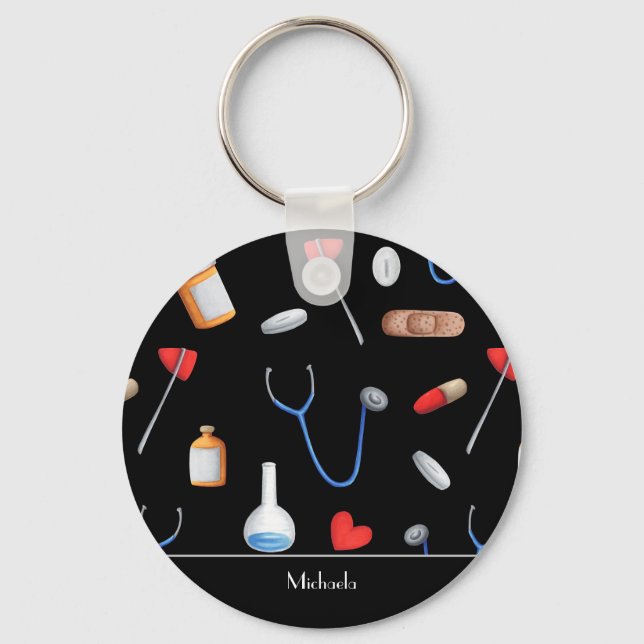 Black Nurse Medical  Keychain (Front)