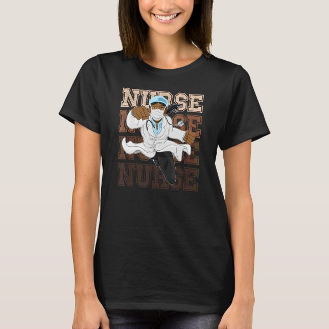 Black Nurse Queen Magic Afro Melanin African Ameri T-Shirt (Front)