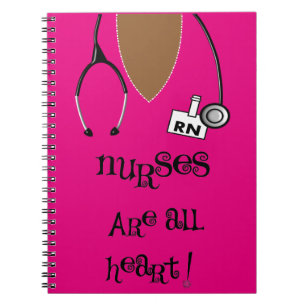 Black Nurse Scrub Top and Stethoscope Notebook