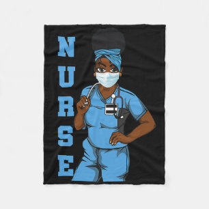 Black Nurse Uniform Face Mask Afro African Women F Fleece Blanket