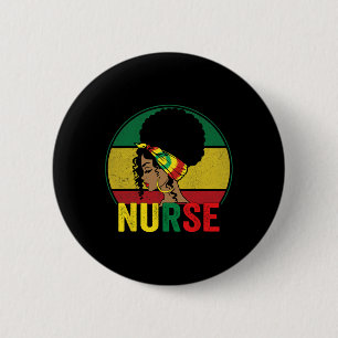 Black Nurse Woman Afro Melanin Vintage Black Histo Button