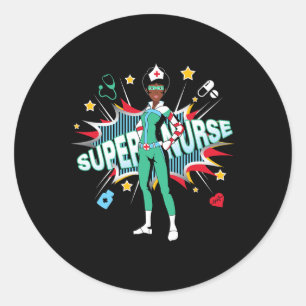 Black Nurses Rock Shirt Super Hero Funny Black Rn  Classic Round Sticker