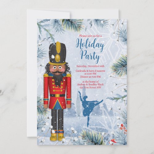 Black Nutcracker Ballet Christmas Holiday Party Invitation