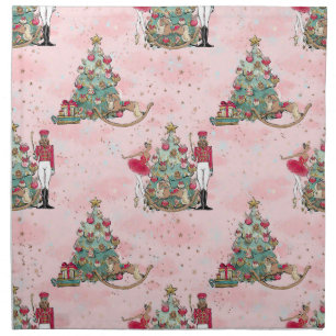 Black Nutcracker Ballet Dancer Christmas Pink Cloth Napkin