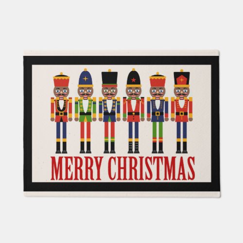 Black Nutcracker Christmas Door Mat