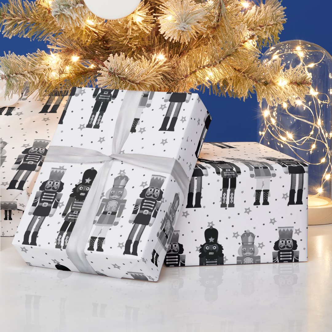 Black Nutcracker Christmas Wrapping Paper Zazzle