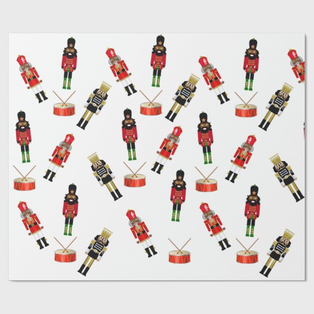 Black Nutcracker Christmas Wrapping Paper (Flat)