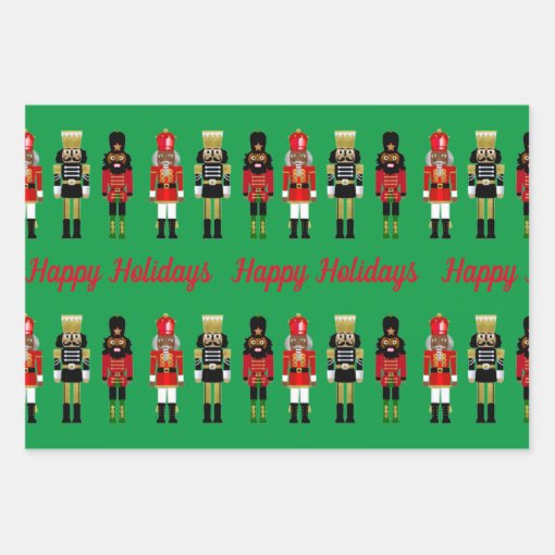 Black Nutcracker Christmas Wrapping Paper Green Zazzle