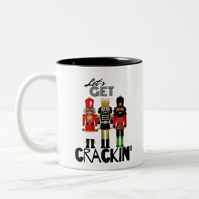 Black Nutcracker "Crackin" Gift Two-Tone Coffee Mug (Left)