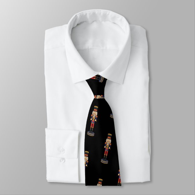 Black Nutcracker Red Soldier Christmas  Neck Tie (Tied)