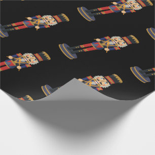 Black Nutcracker Red Soldier Christmas Wrapping Paper