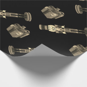 Black Nutcracker Soldier Bows Wrapping Paper