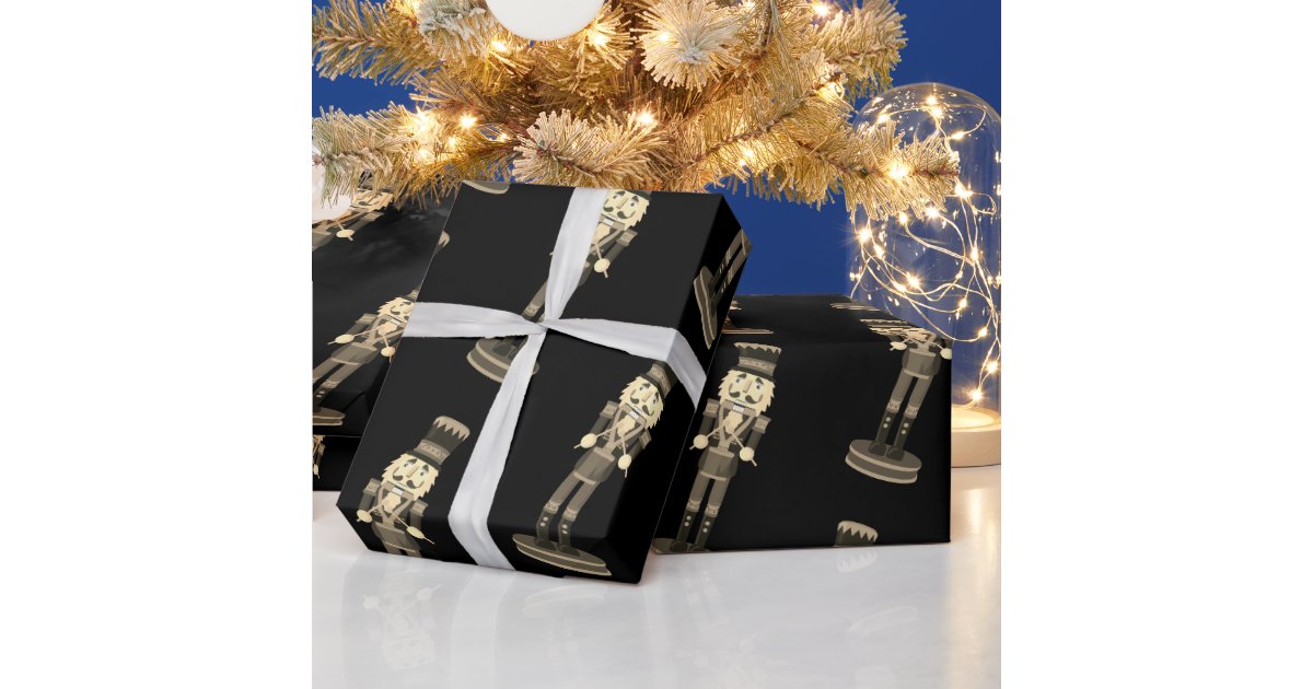 Black Nutcracker Soldier Christmas Wrapping Paper