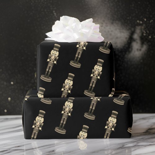 Black Nutcracker Soldier Christmas Wrapping Paper