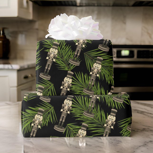 Black Nutcracker Soldier Green Spruce  Wrapping Paper (Creator Uploaded)