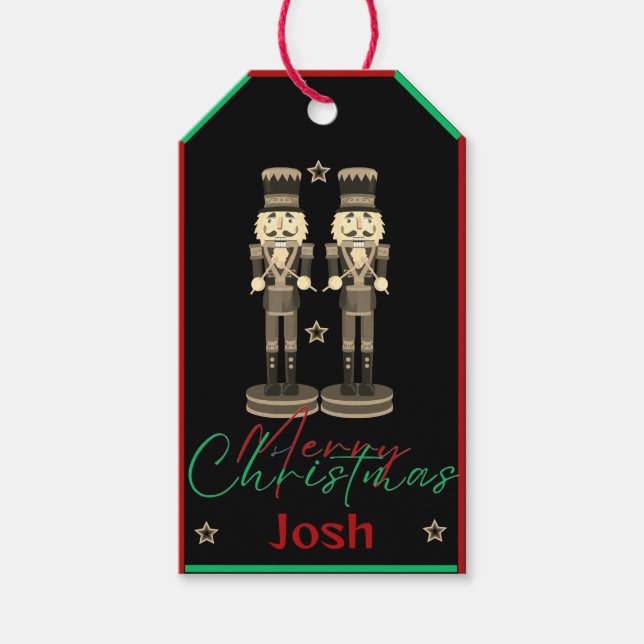 Black Nutcracker Soldier Name Gift Tags (Front)