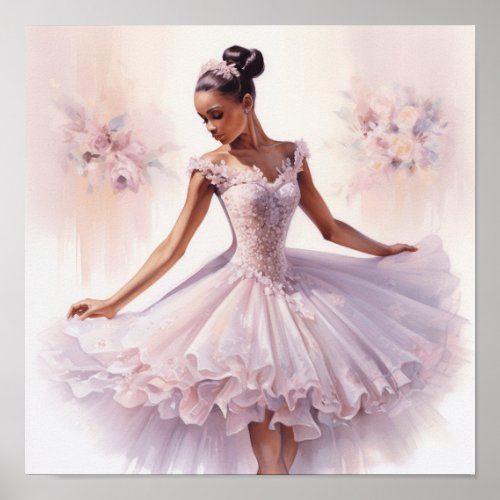 Black Nutcracker Sugar Plum Fairy in Pink Tutu  Poster